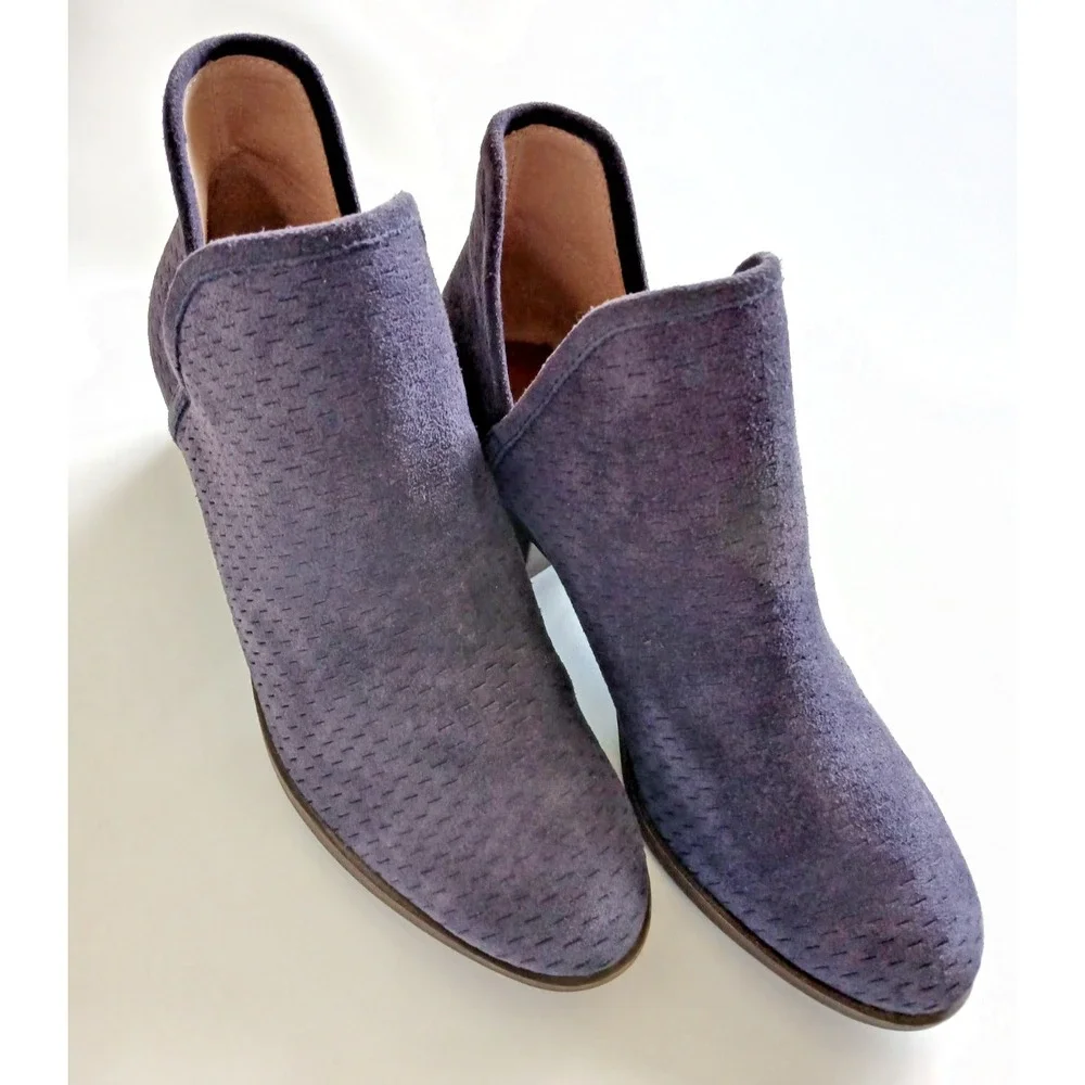 Lucky Brand Baley Deep Purple Suede Leather Ankle Boot Women's Size 9M